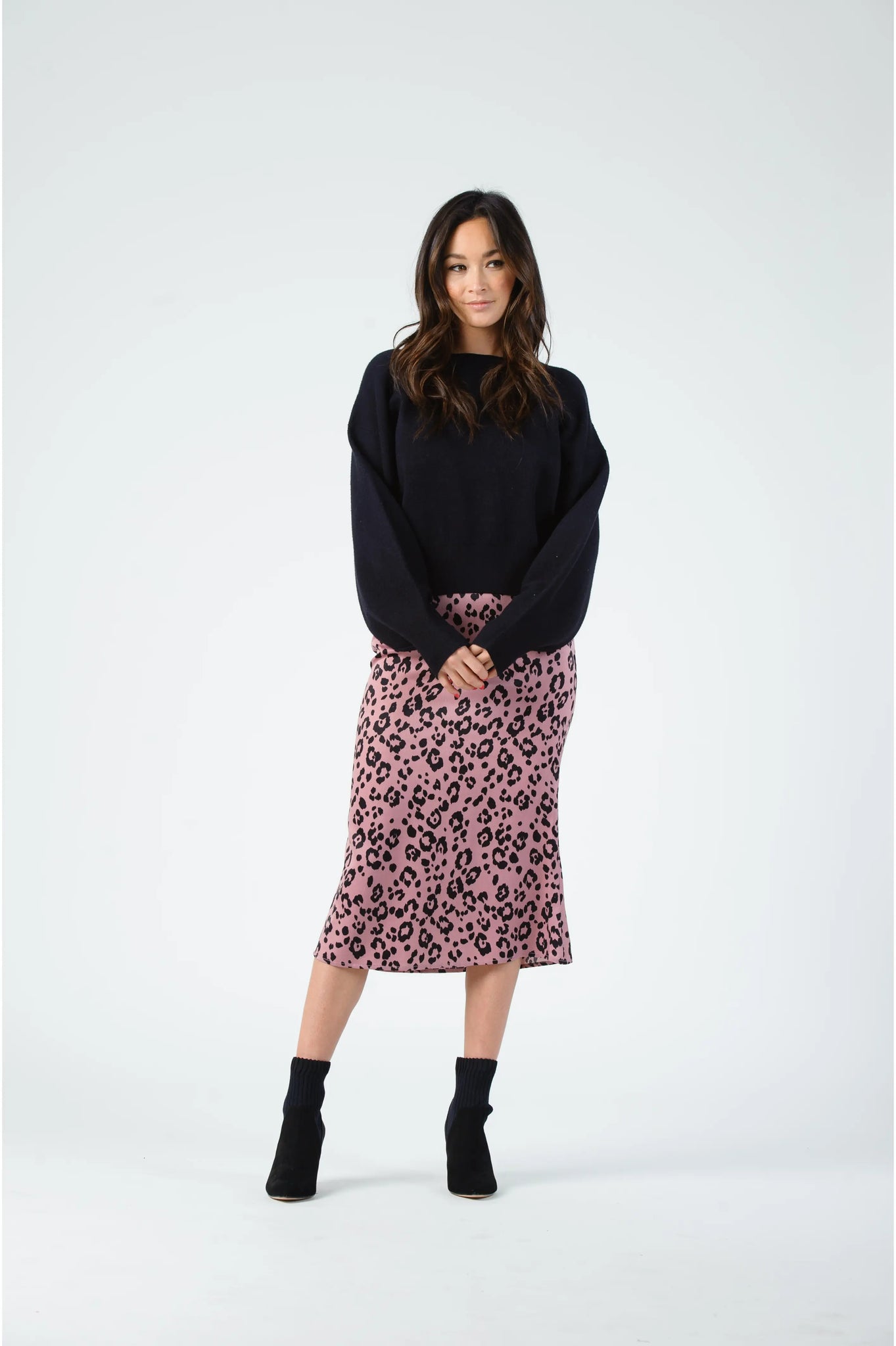 Frost Bias Cut Midi Skirt