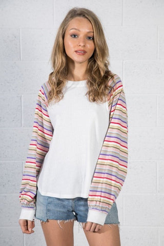 Candy Land Striped Sleeve Top