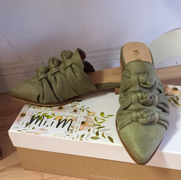 Jenelle Olive Knotted Mule Shoe