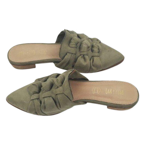 Jenelle Olive Knotted Mule Shoe