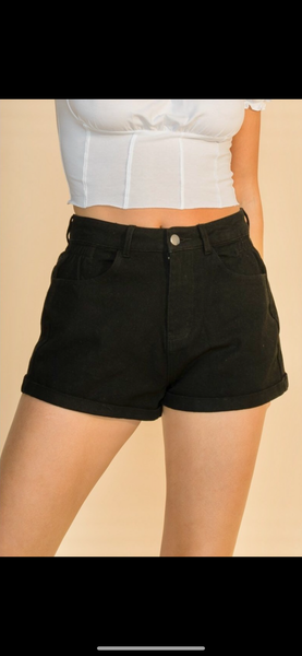 Roll Up High Waist Denim Shorts