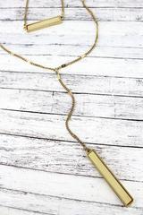 Crave Layered Goldtone and Ivory Wood Bar Y Necklace